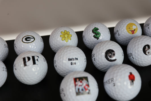 12 Custom Golf Balls (Black & White)